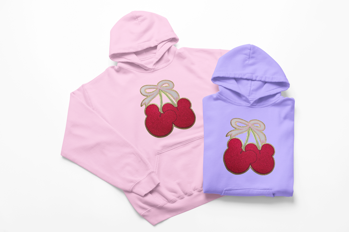 Mickey Head Cherries Chenille Patch Hoodie