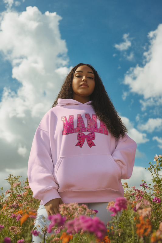 Neon Pink Mama Sequin Chenille Patch Hoodie