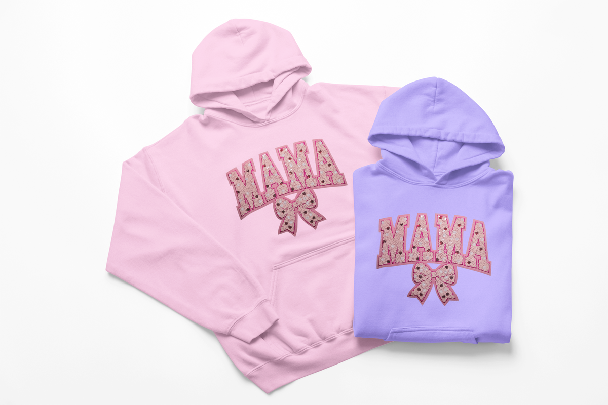 Baby Pink Mama Sequin Chenille Patch Hoodie