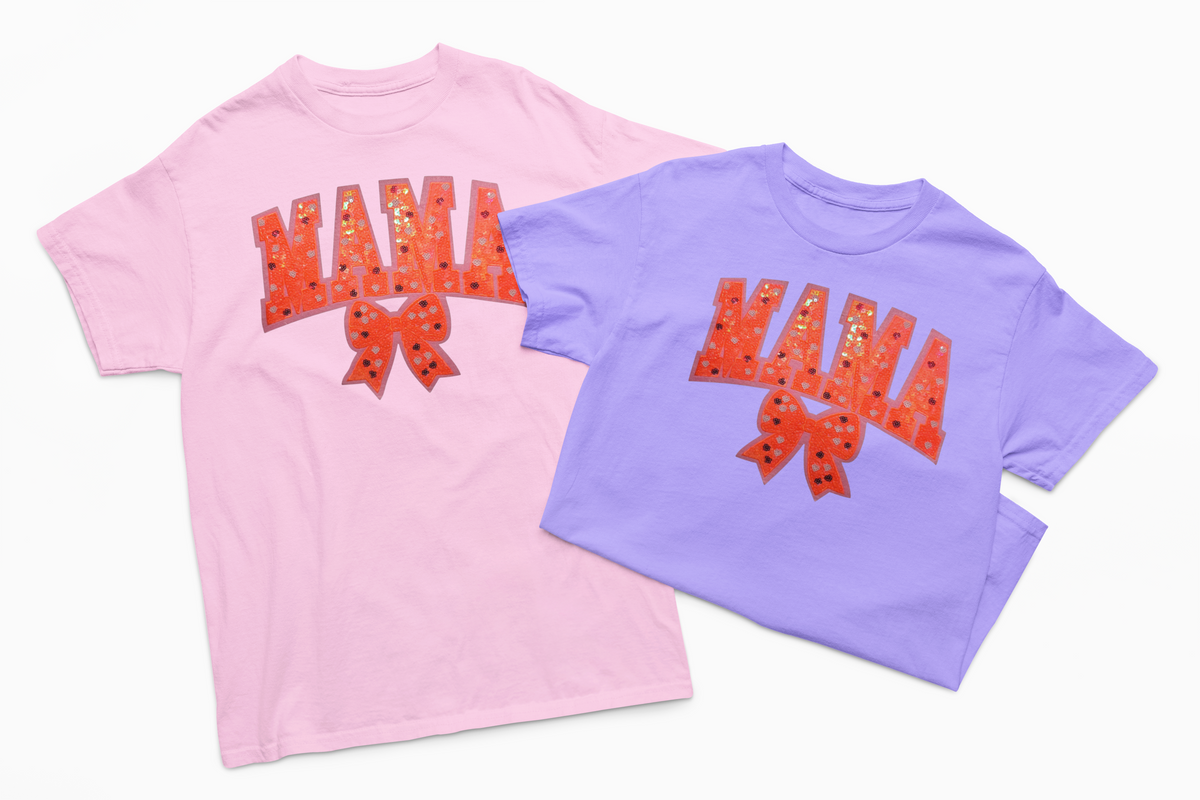 Orange Mama Sequin Chenille Patch T-Shirt