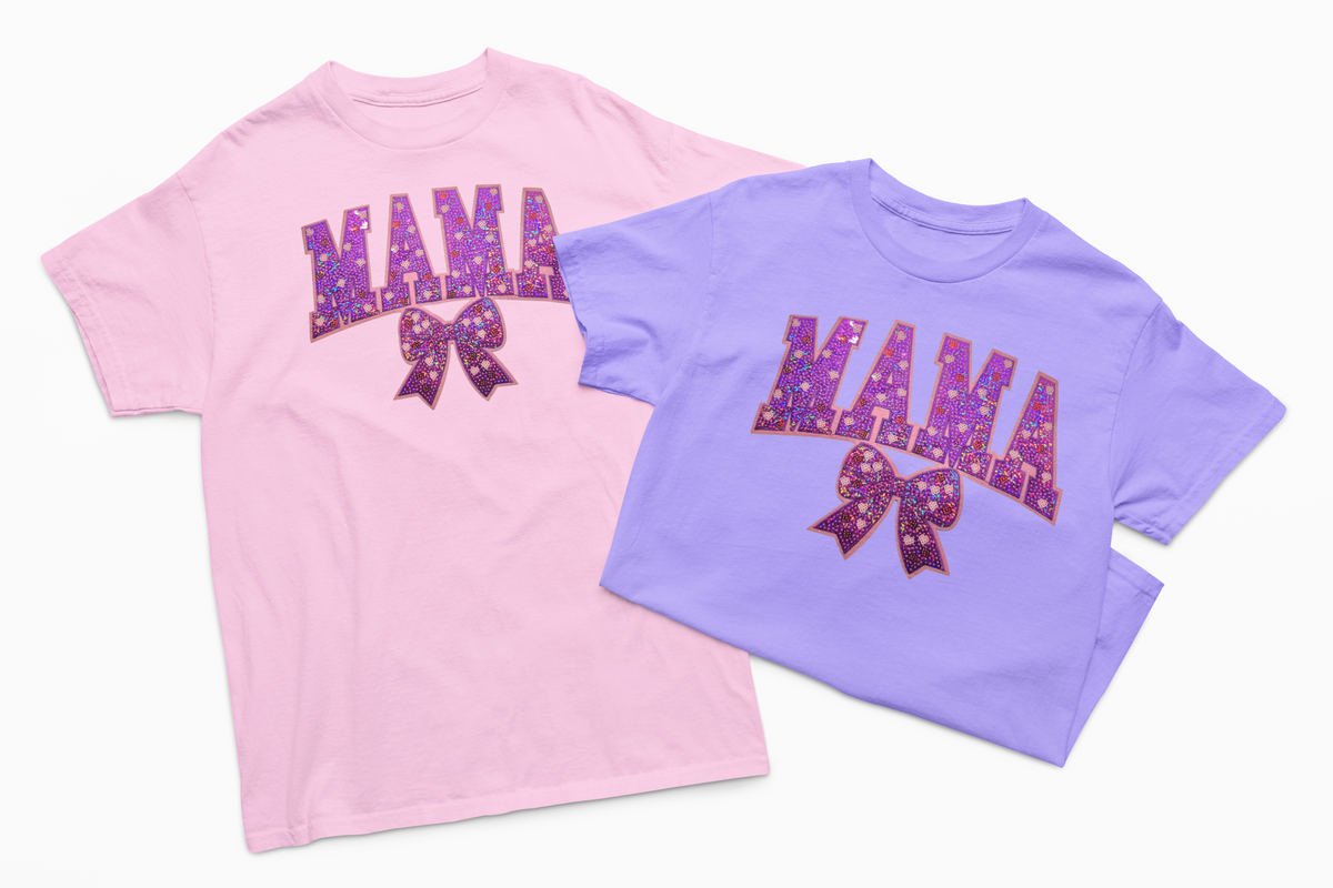 Purple Mama Sequin Chenille Patch T-Shirt