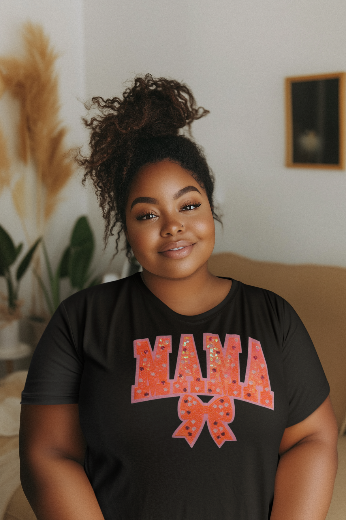 Orange Mama Sequin Chenille Patch T-Shirt