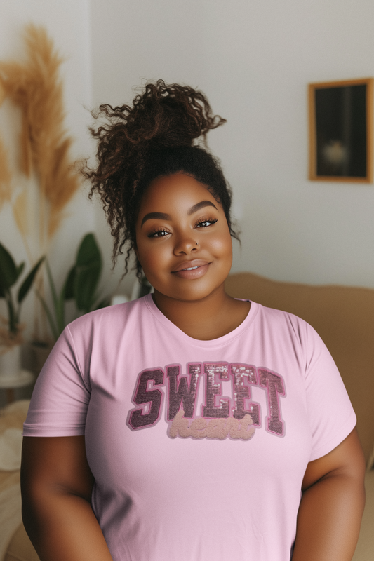 Sweetheart Sequin Chenille Patch T-Shirt