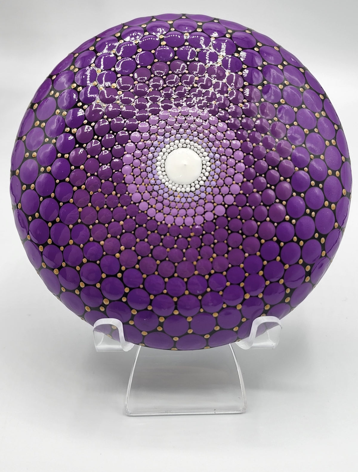 Celina Miller Art - Purple and Gold XL Mandala Stone
