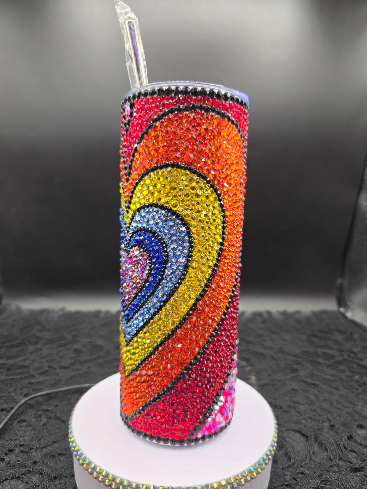 Celina Miller Art - Bling Rainbow Heart Tumbler