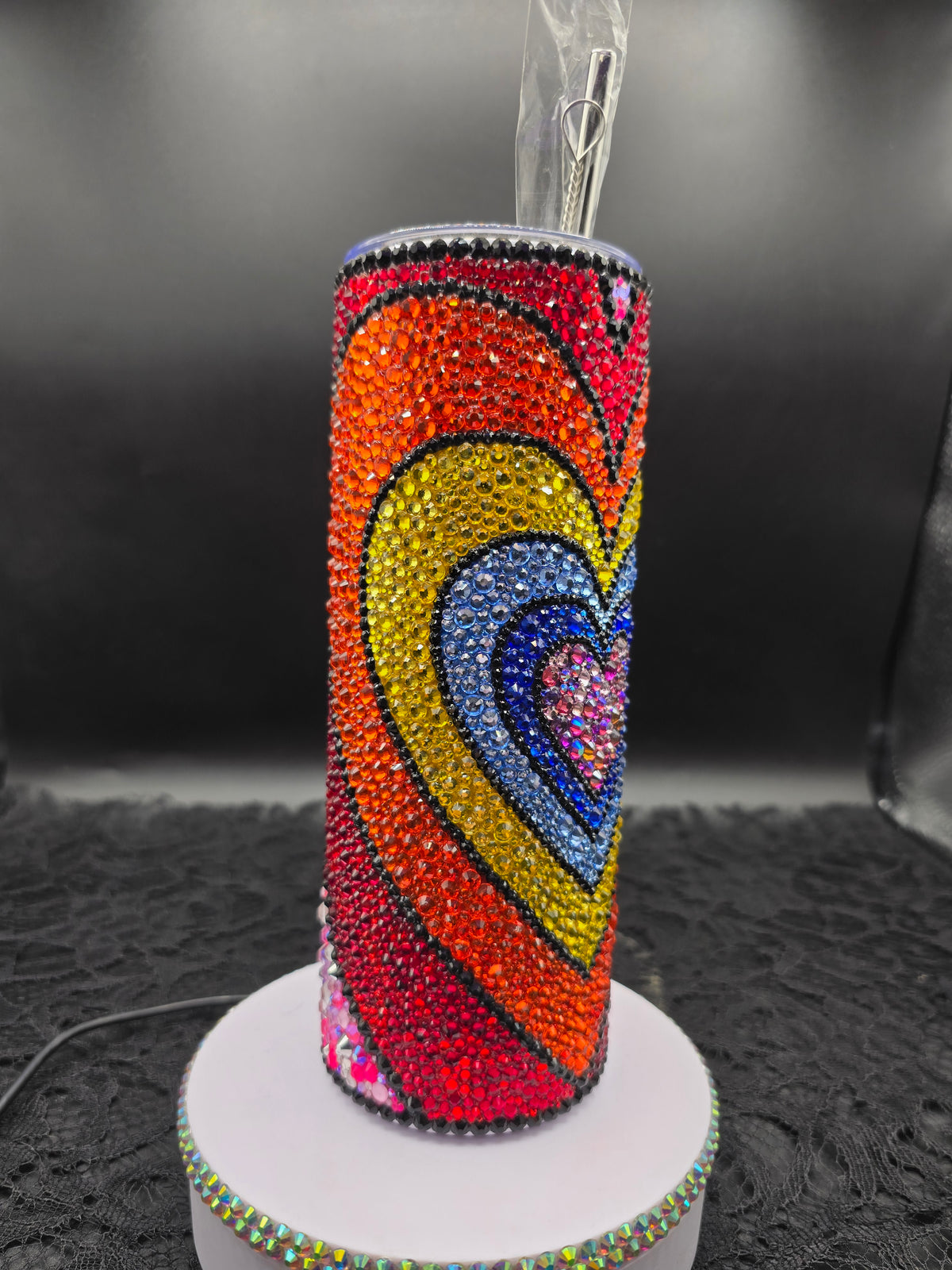 Celina Miller Art - Bling Rainbow Heart Tumbler