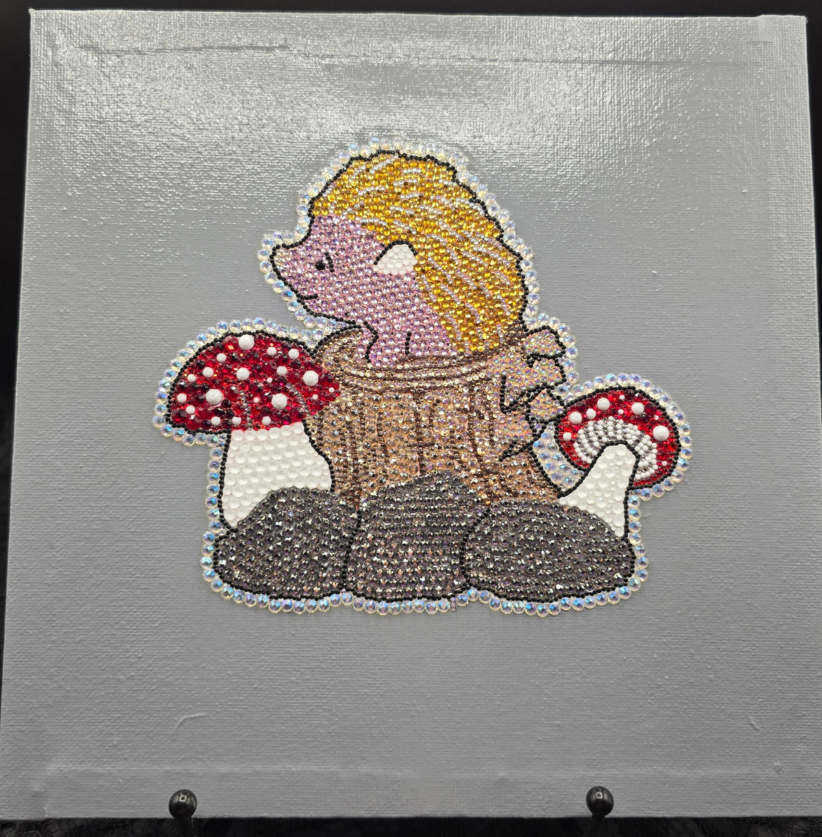 Celina Miller Art - Bling Hedgehog with Mushrooms