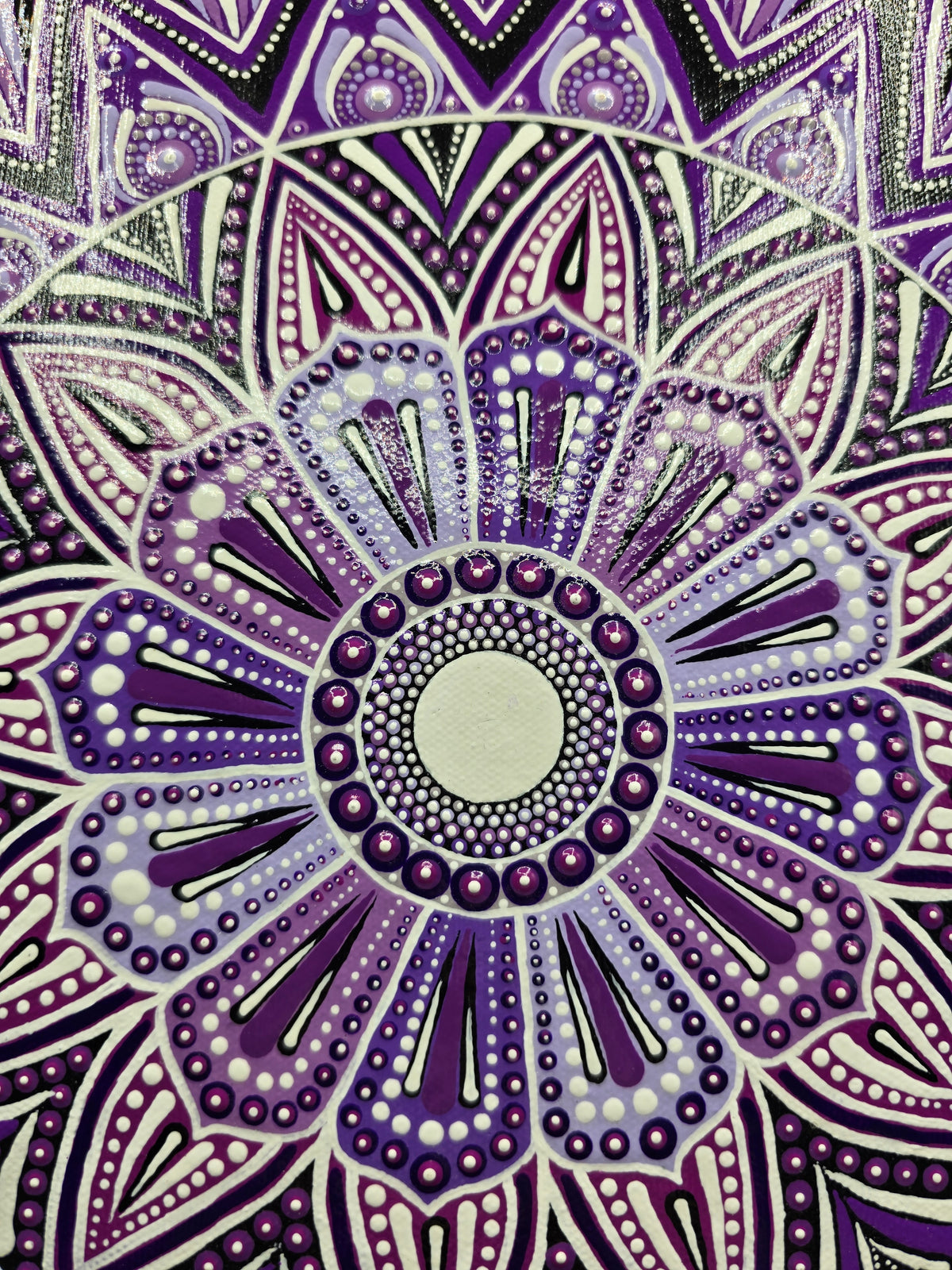 Celina Miller Art - Purple and White Mandala Canvas
