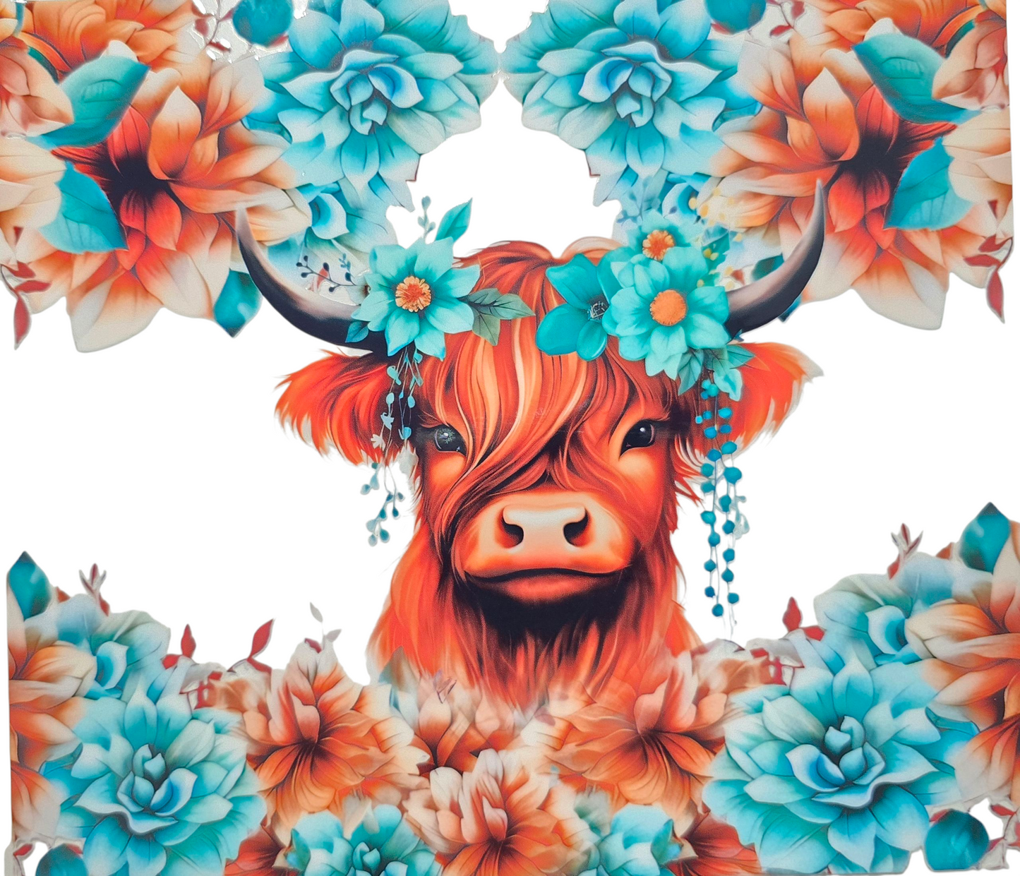 Floral Highland Cow 20 oz Tumbler