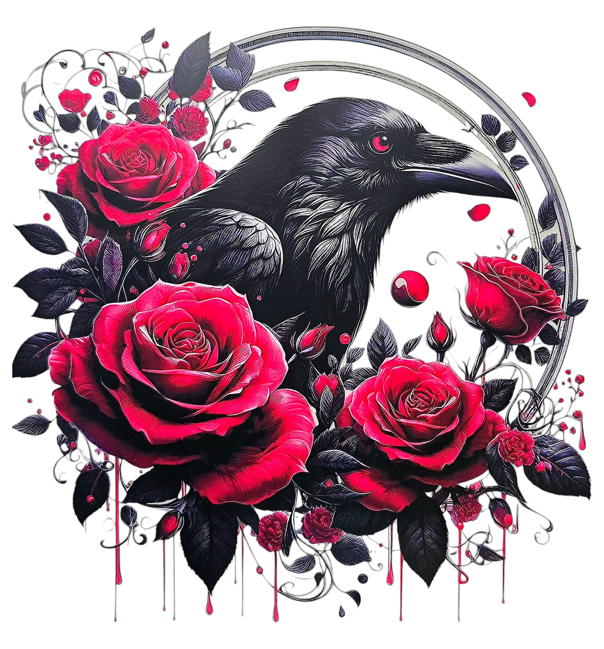 Raven with Red Roses T-Shirt