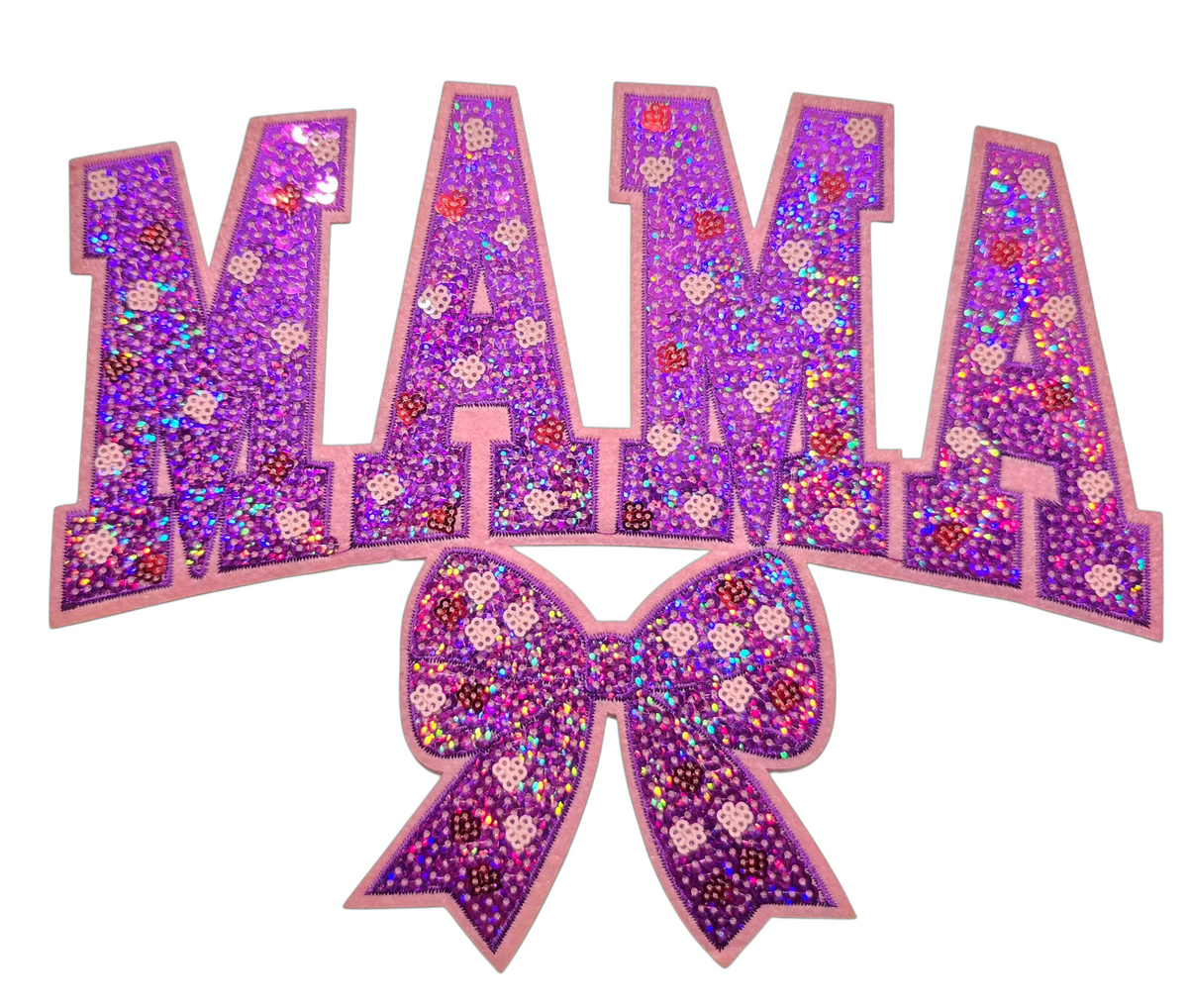 Purple Mama Sequin Chenille Patch T-Shirt