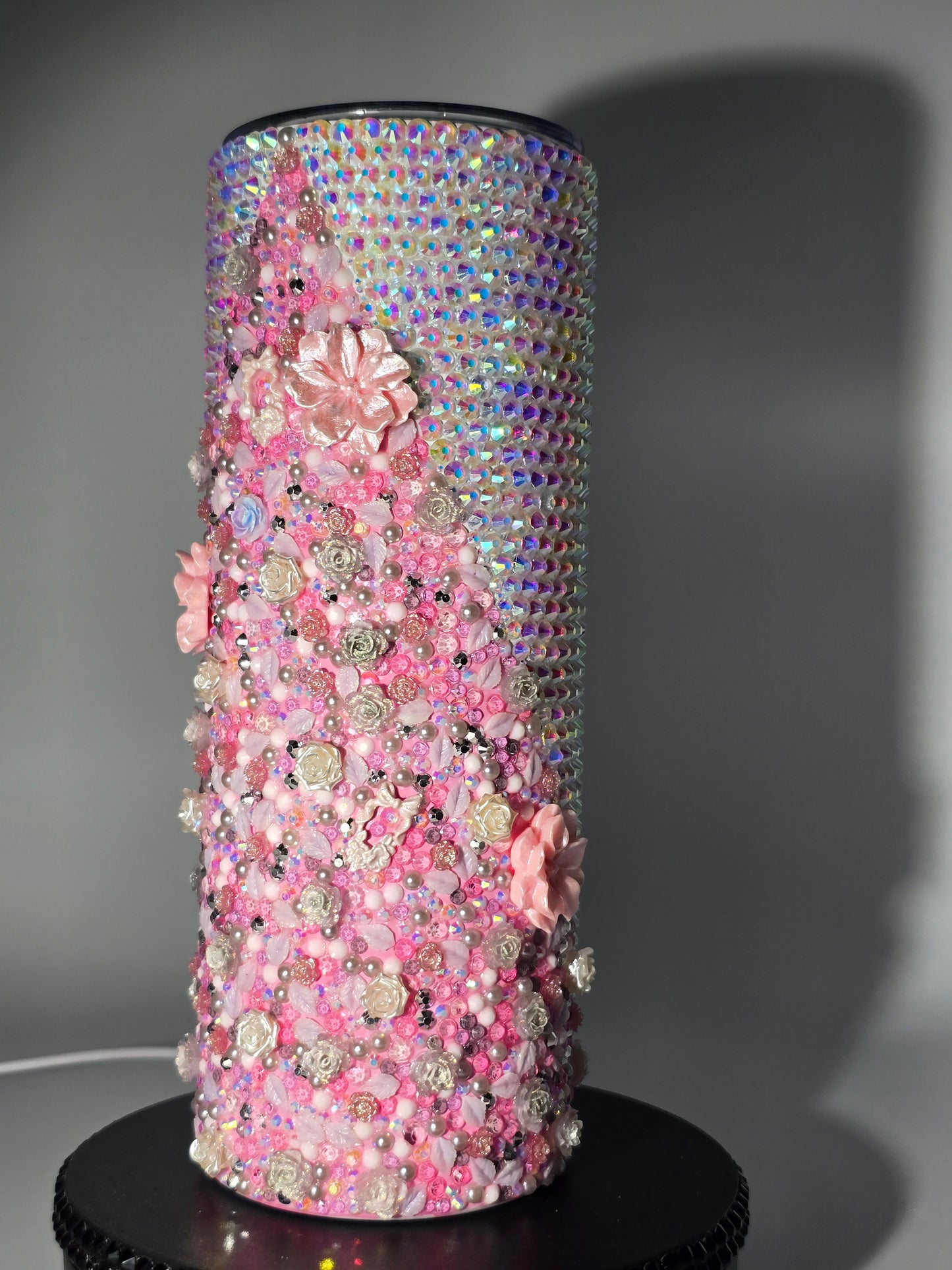 Celina Miller Art - Bling Pink Flower Aurora Tumbler