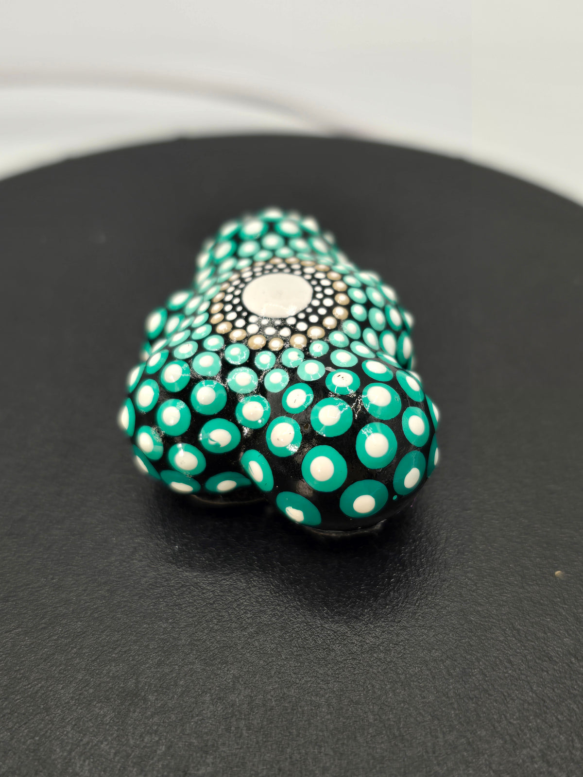 Celina Miller Art - Teal and White Mandala Small Cloud Stone