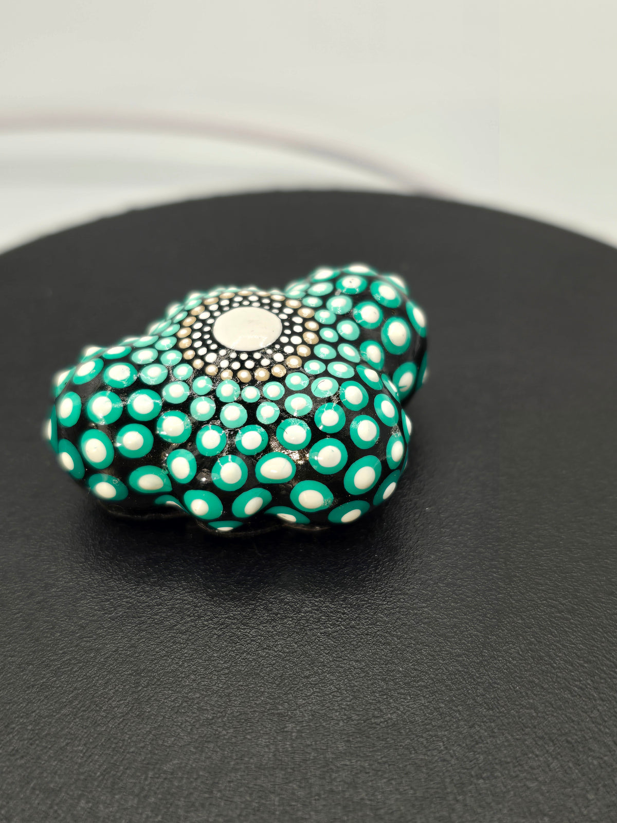Celina Miller Art - Teal and White Mandala Small Cloud Stone