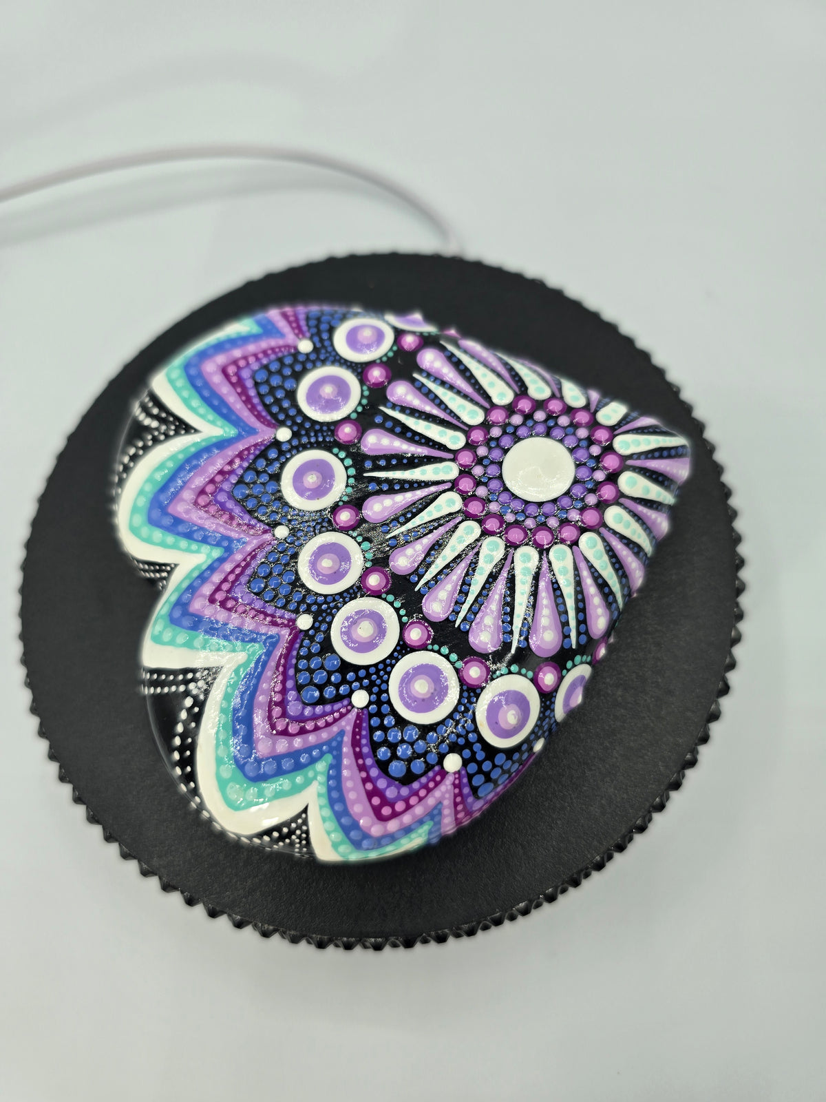 Celina Miller Art - Purple and Teal Mandala Heart Stone
