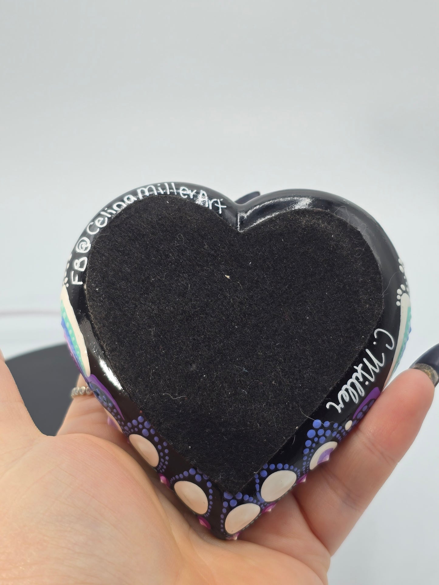 Celina Miller Art - Purple and Teal Mandala Heart Stone