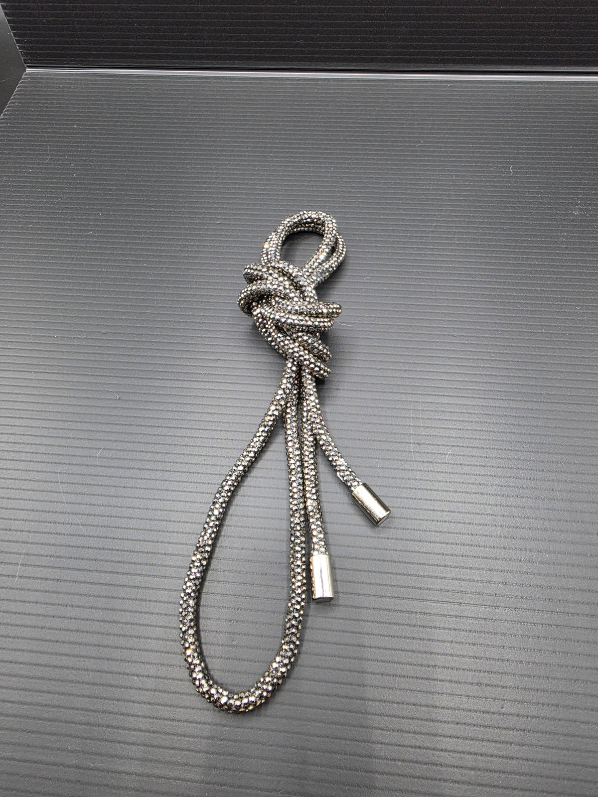 Gun Metal Grey Rhinestone Hoodie String