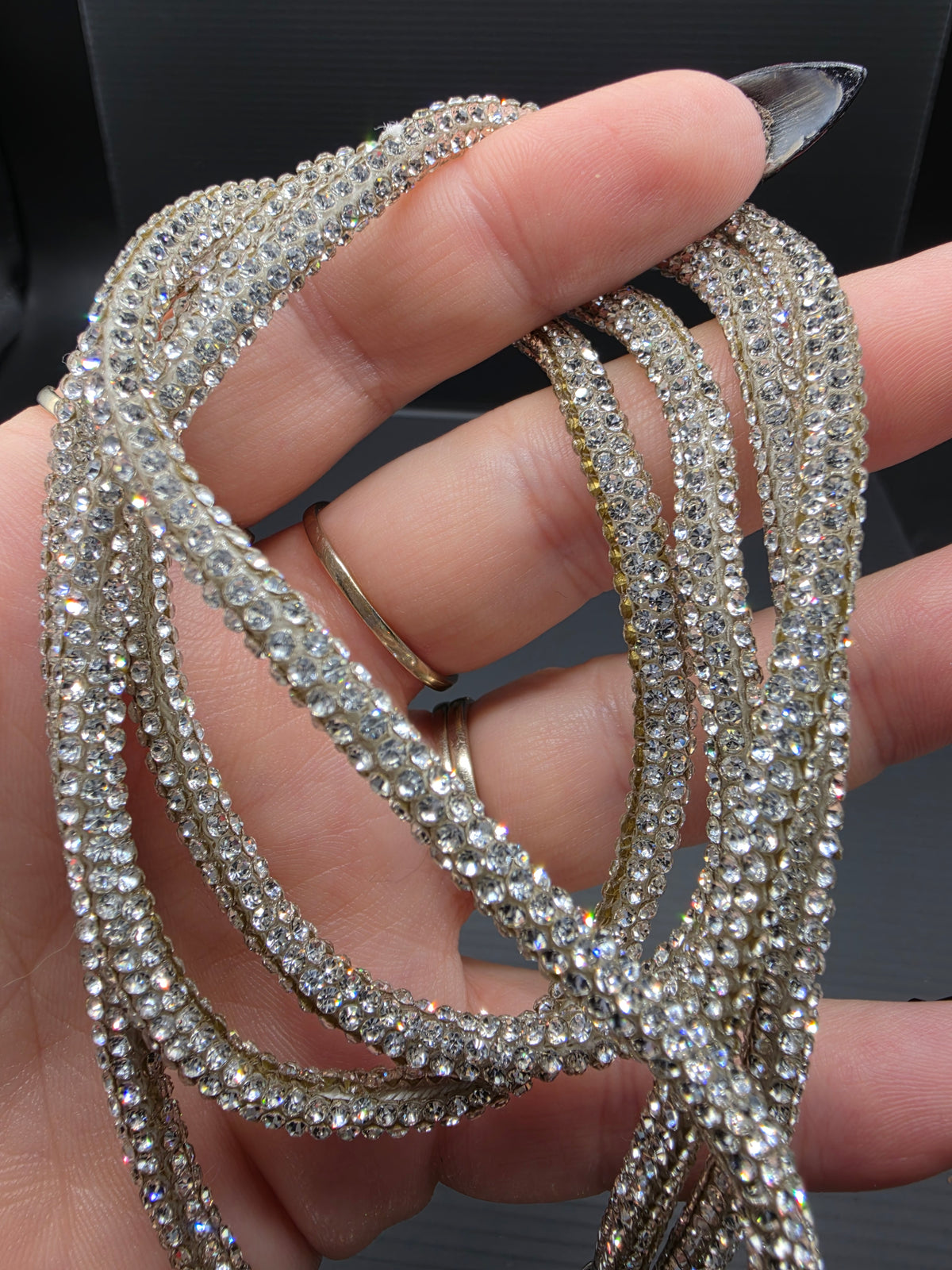 Silver Rhinestone Hoodie String