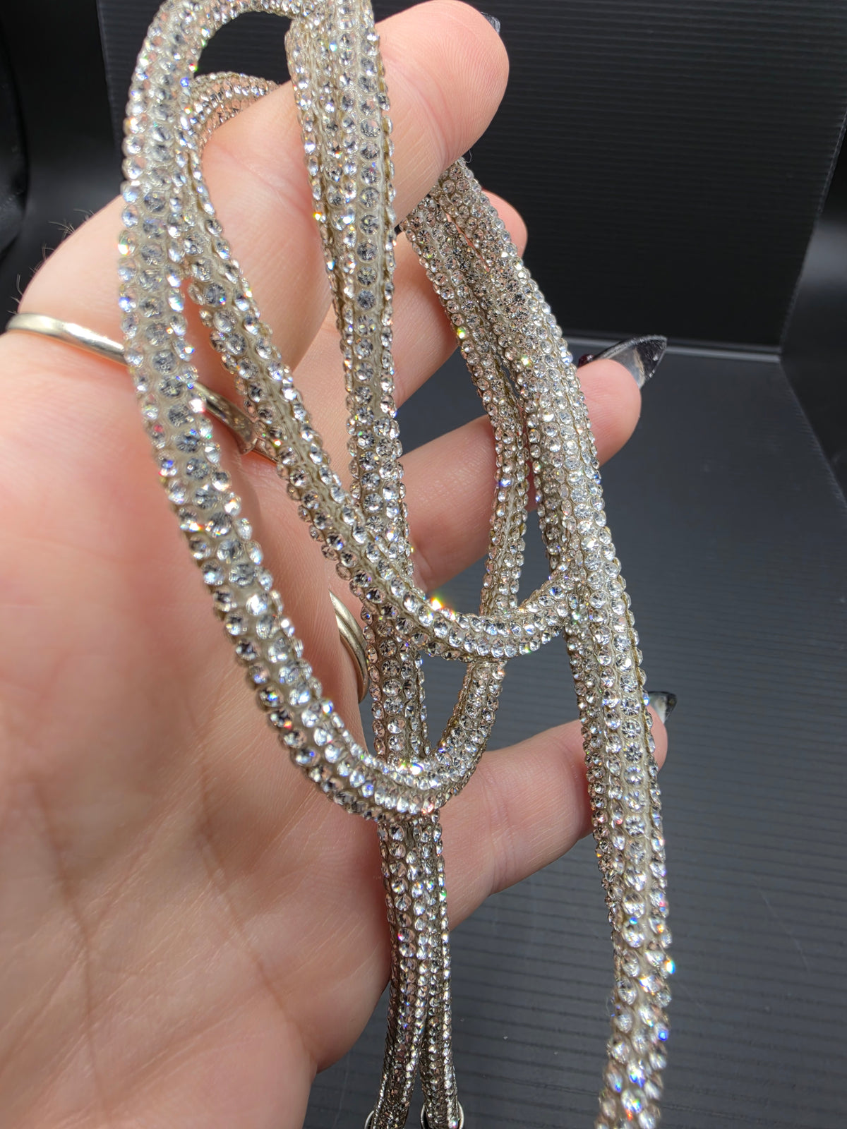 Silver Rhinestone Hoodie String