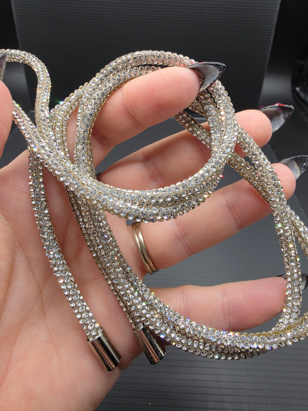 Silver Rhinestone Hoodie String