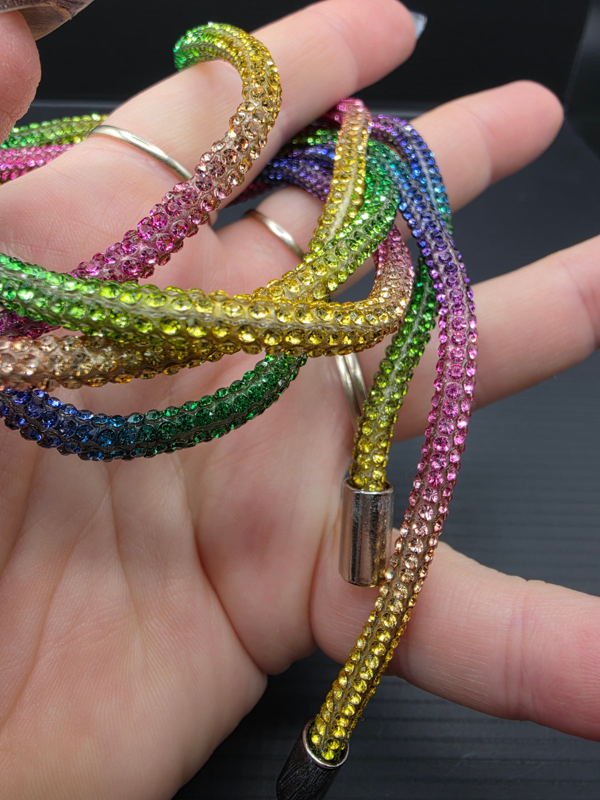Rainbow Rhinestone Hoodie String