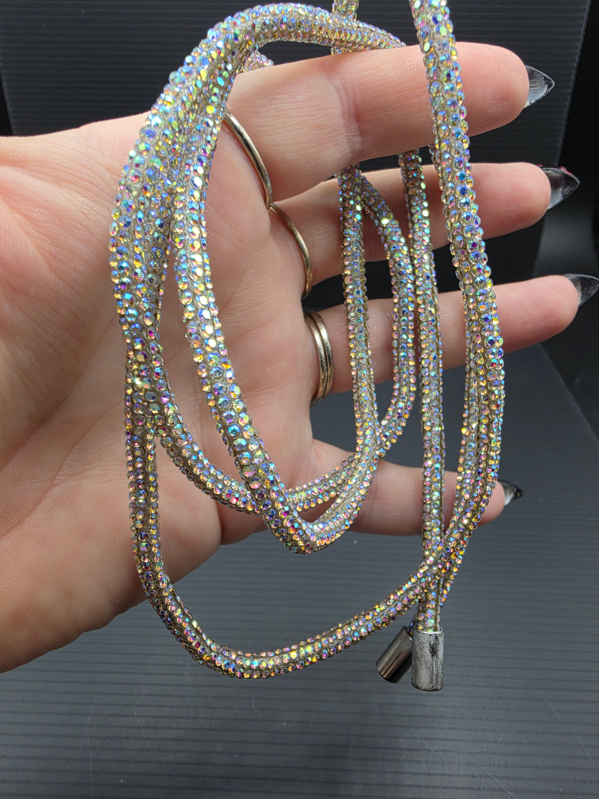 Aurora Borealis Rhinestone Hoodie String