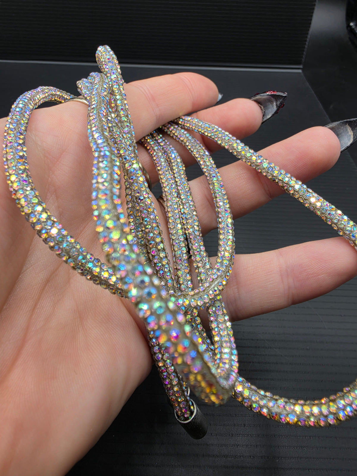 Aurora Borealis Rhinestone Hoodie String