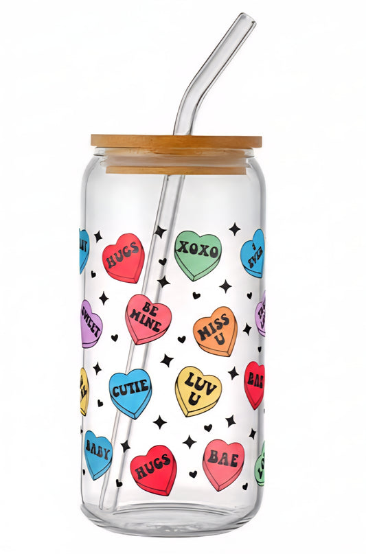 Candy Hearts Valentines Day 16 oz Tumbler