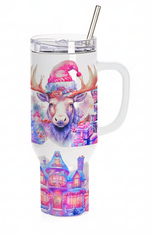 Pastel Christmas Reindeer 40 oz Tumbler