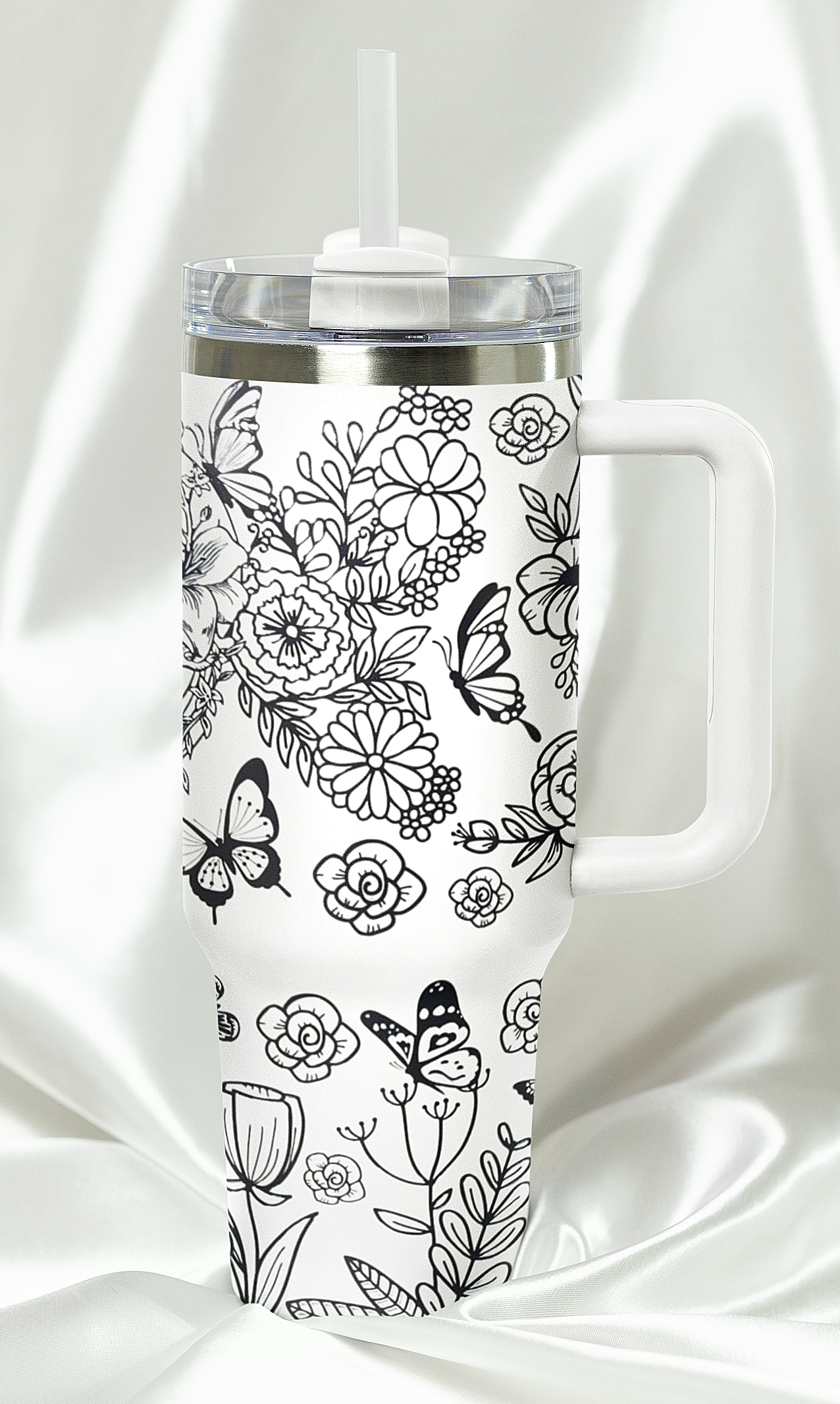Floral Butterfly Skull 40 oz Tumbler