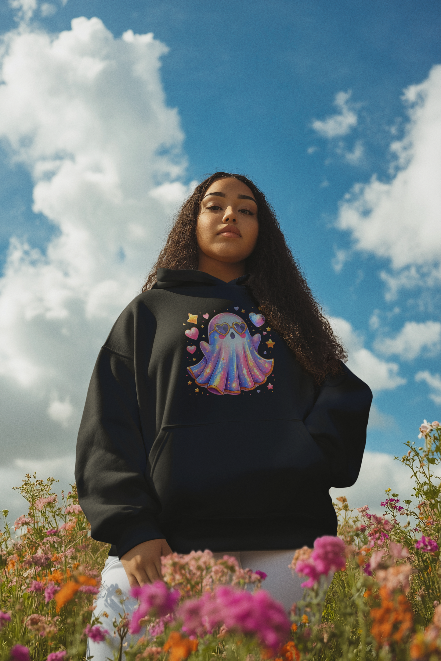 Cute Holographic Looking Ghost Hoodie