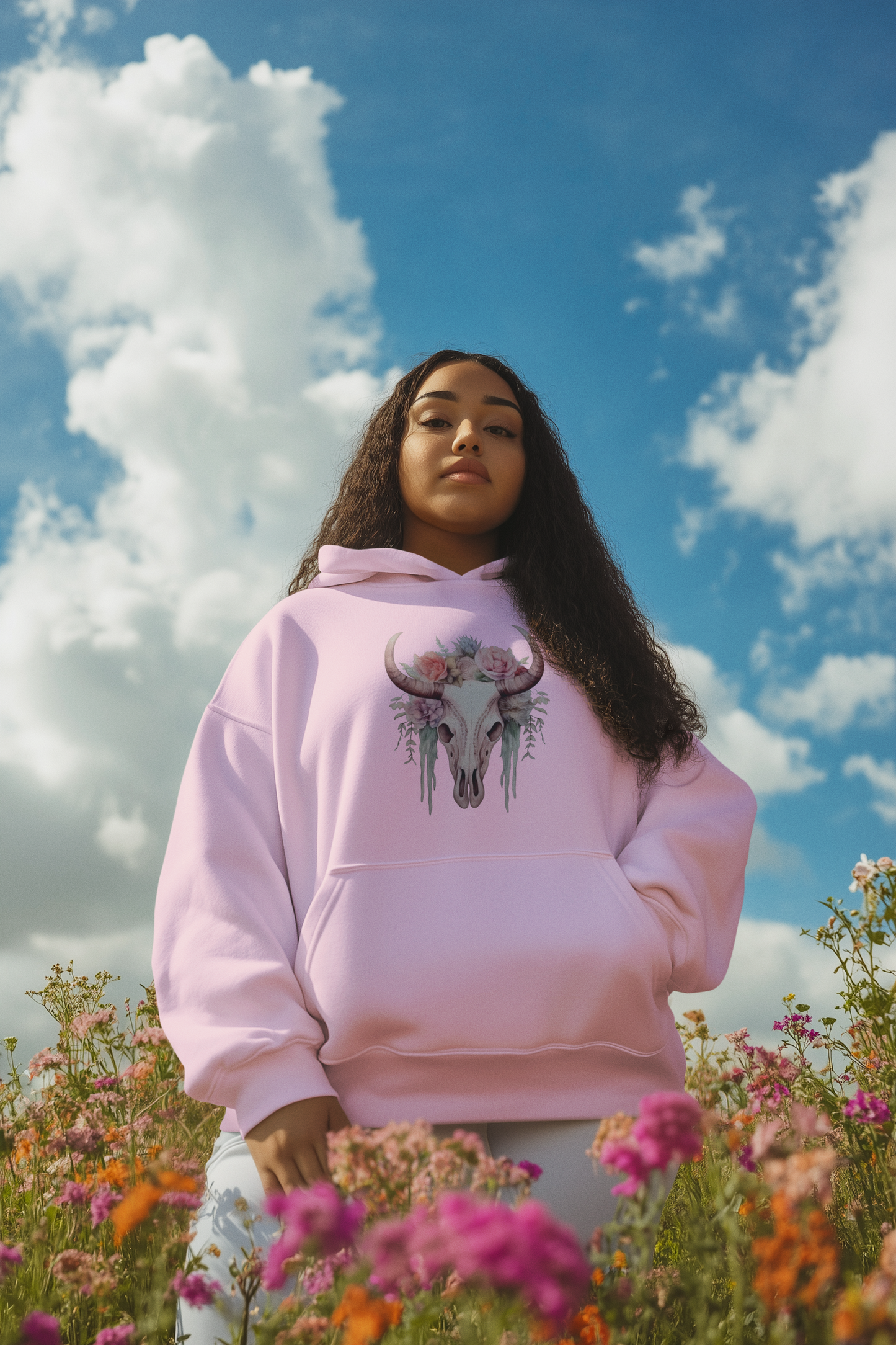 Boho Buffalo Skull Hoodie