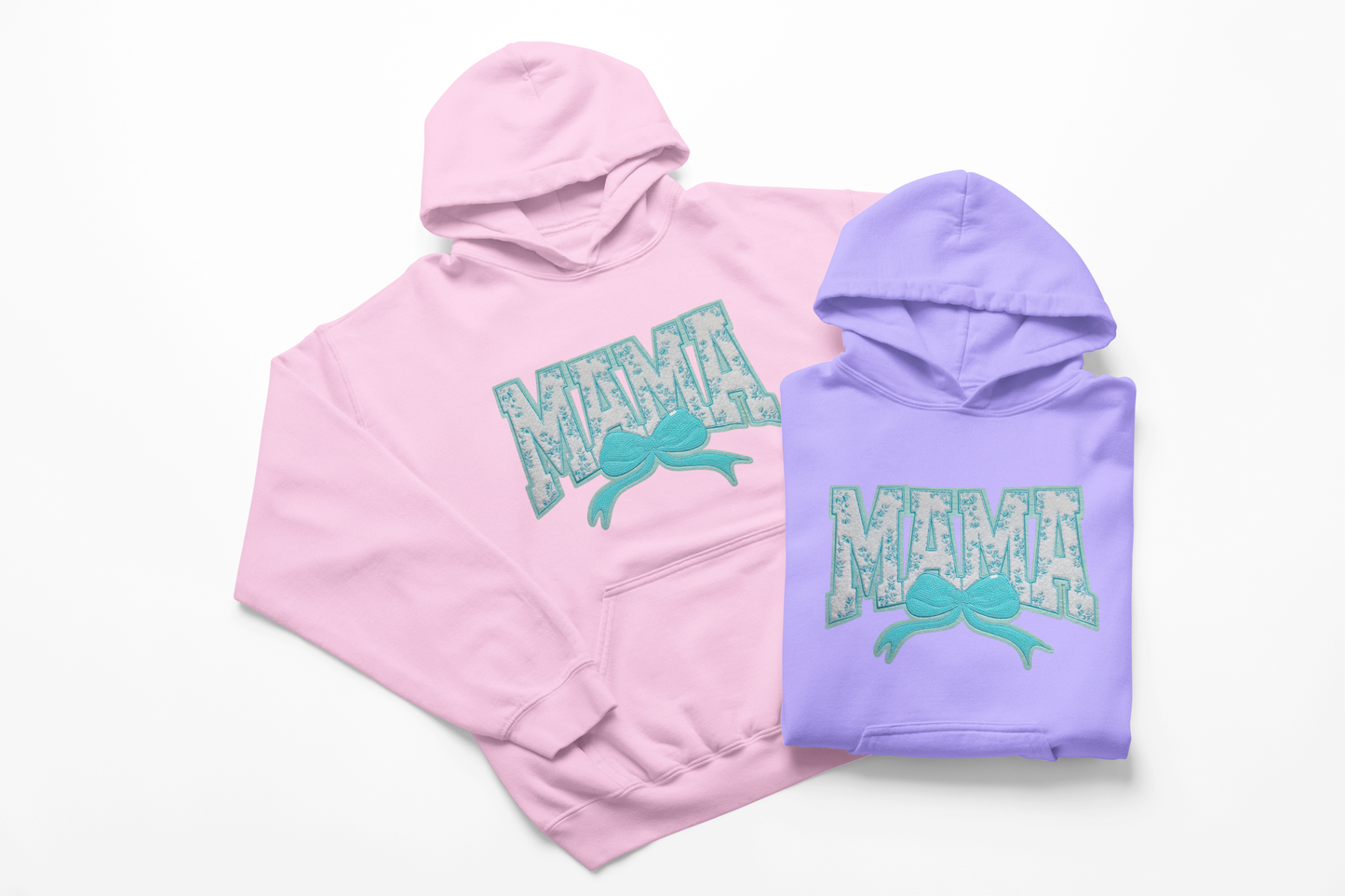 Teal Floral Mama Chenille Patch Hoodie