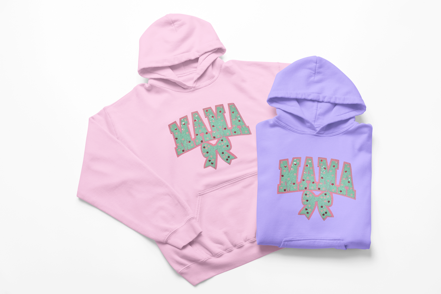 Teal Mama Sequin Chenille Patch Hoodie