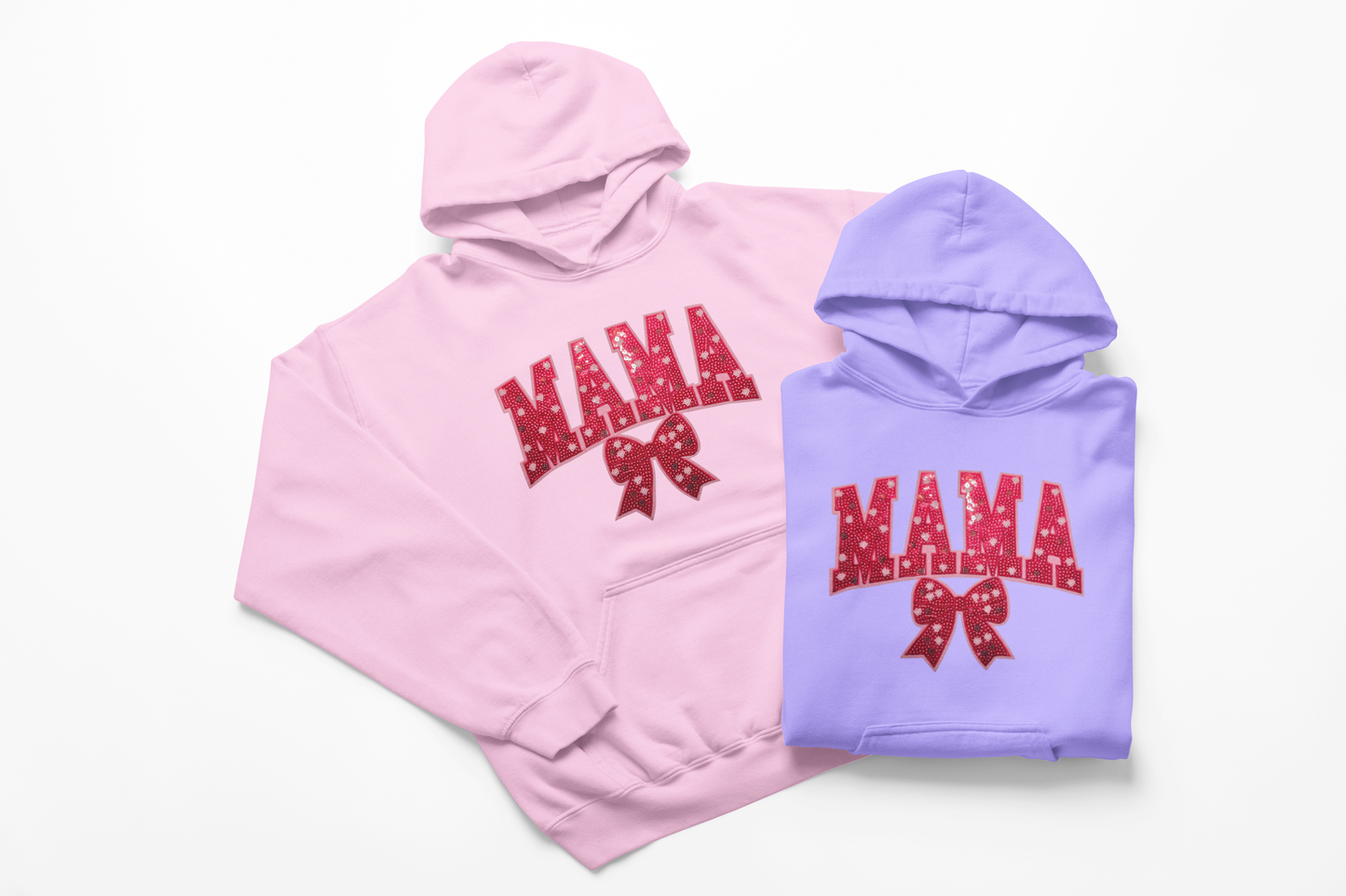 Red Mama Sequin Chenille Patch Hoodie