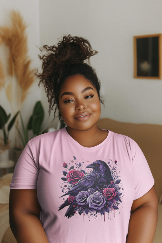 Raven with Purple Roses T-Shirt