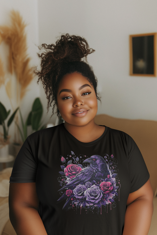 Raven with Purple Roses T-Shirt