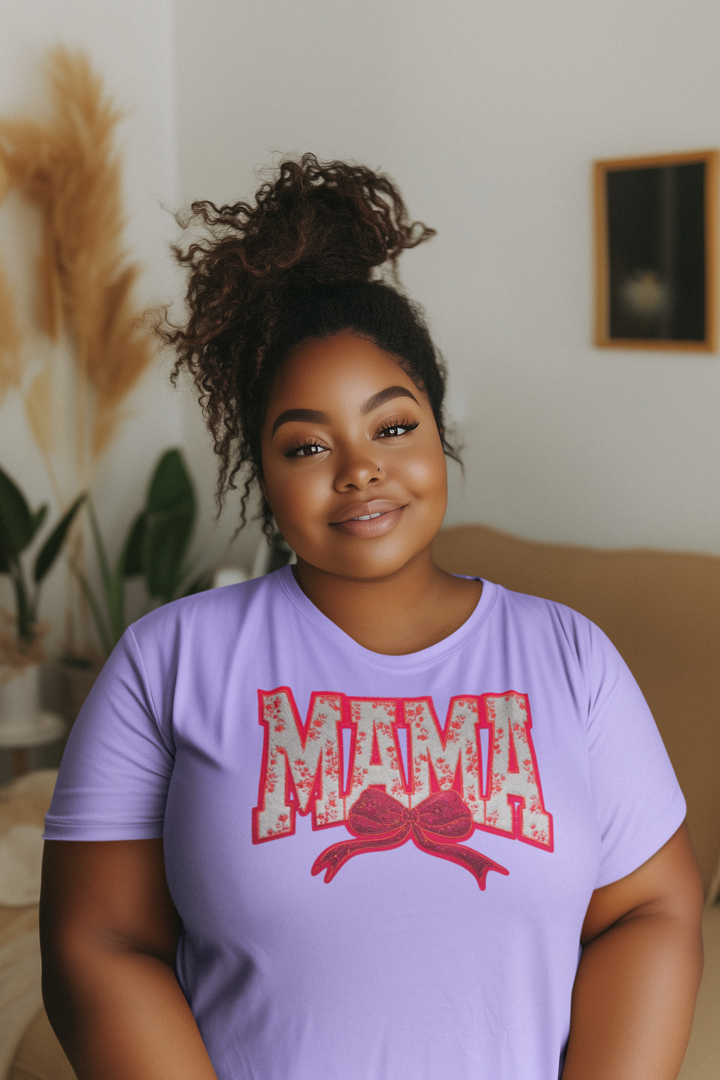 Red Floral Mama Chenille Patch T-Shirt