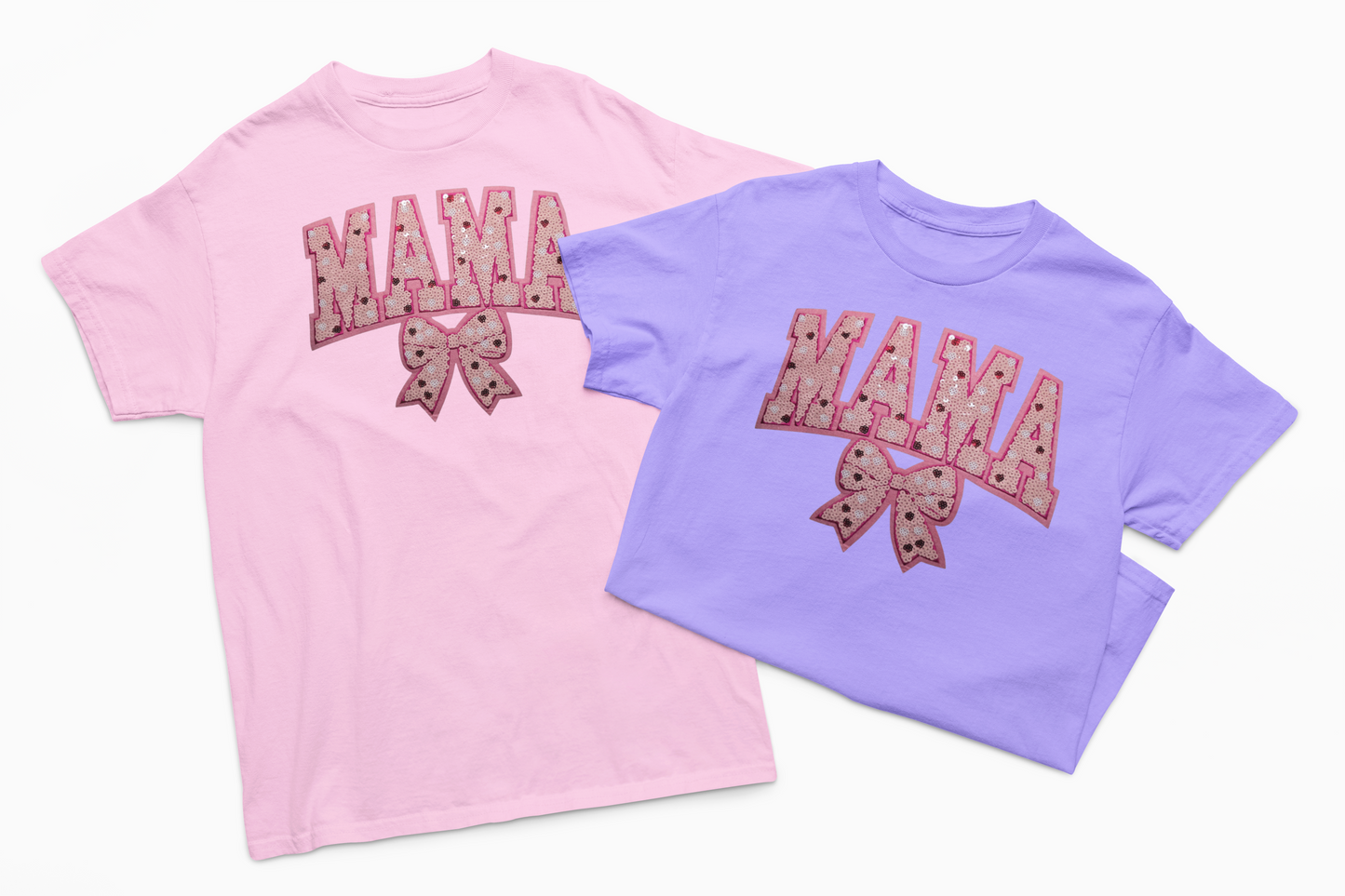 Baby Pink Mama Sequin Chenille Patch T-Shirt