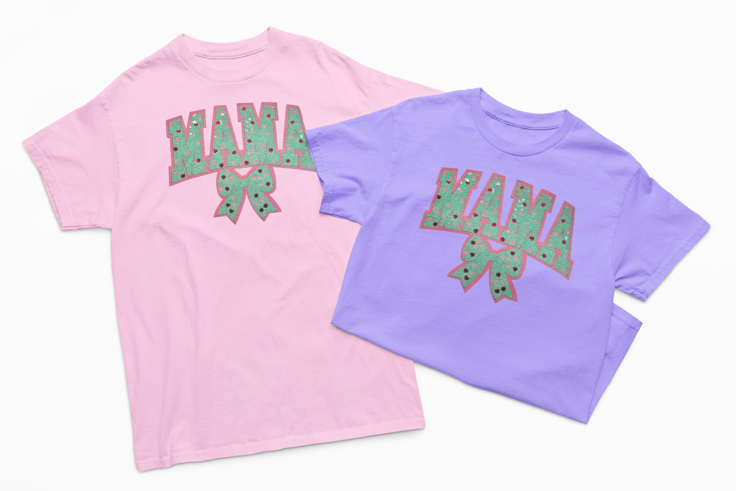 Teal Mama Sequin Chenille Patch T-Shirt