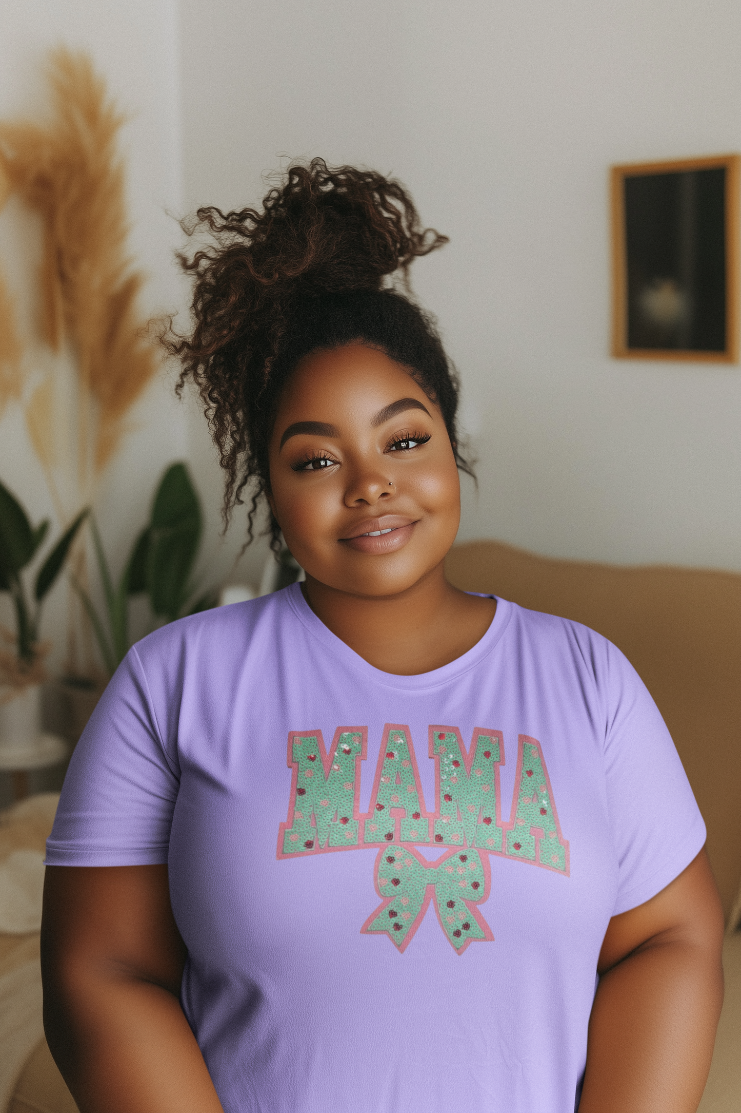 Teal Mama Sequin Chenille Patch T-Shirt