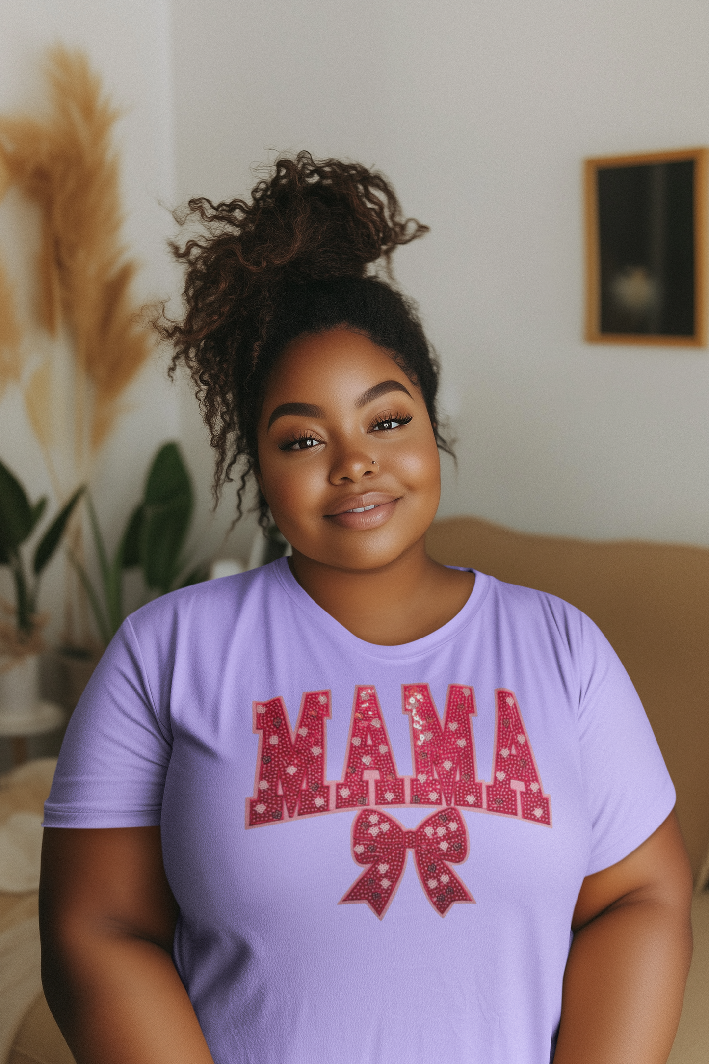 Red Mama Sequin Chenille Patch T-Shirt