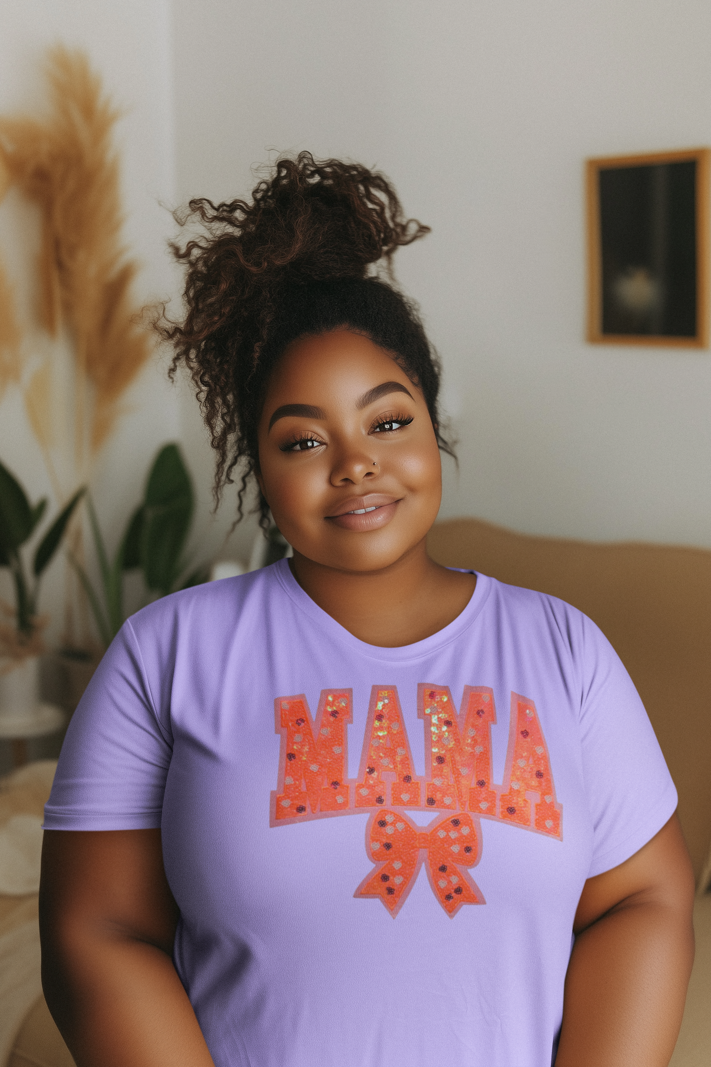 Orange Mama Sequin Chenille Patch T-Shirt