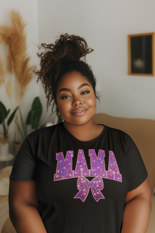 Purple Mama Sequin Chenille Patch T-Shirt