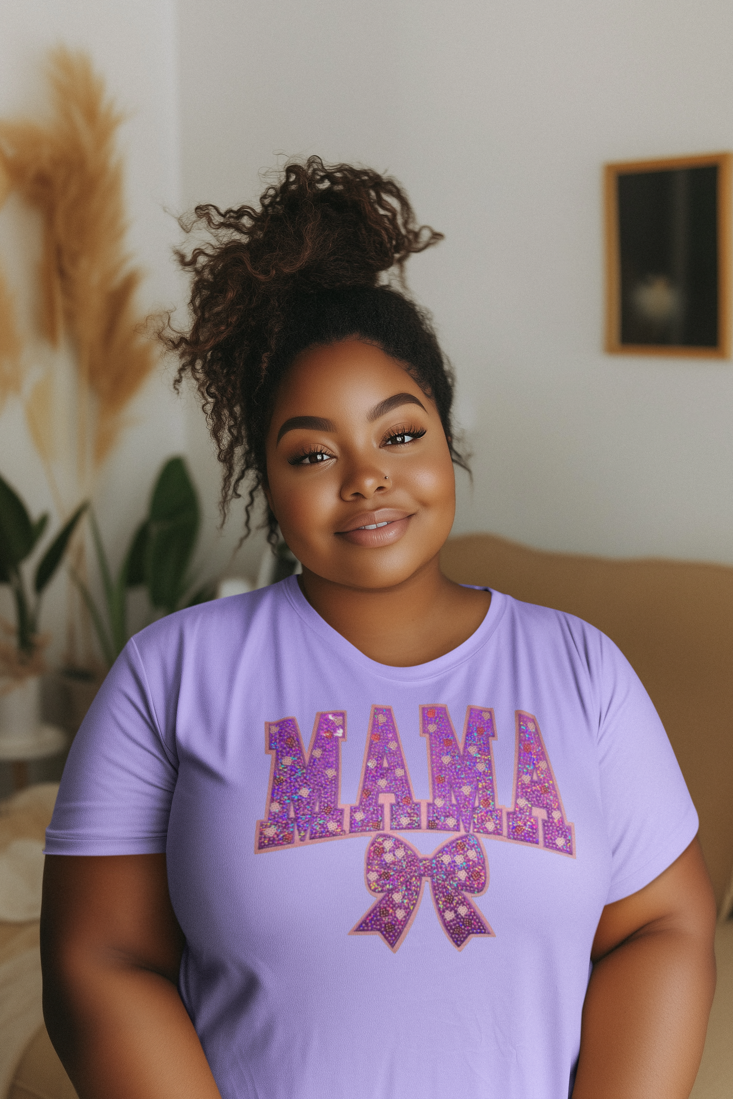Purple Mama Sequin Chenille Patch T-Shirt