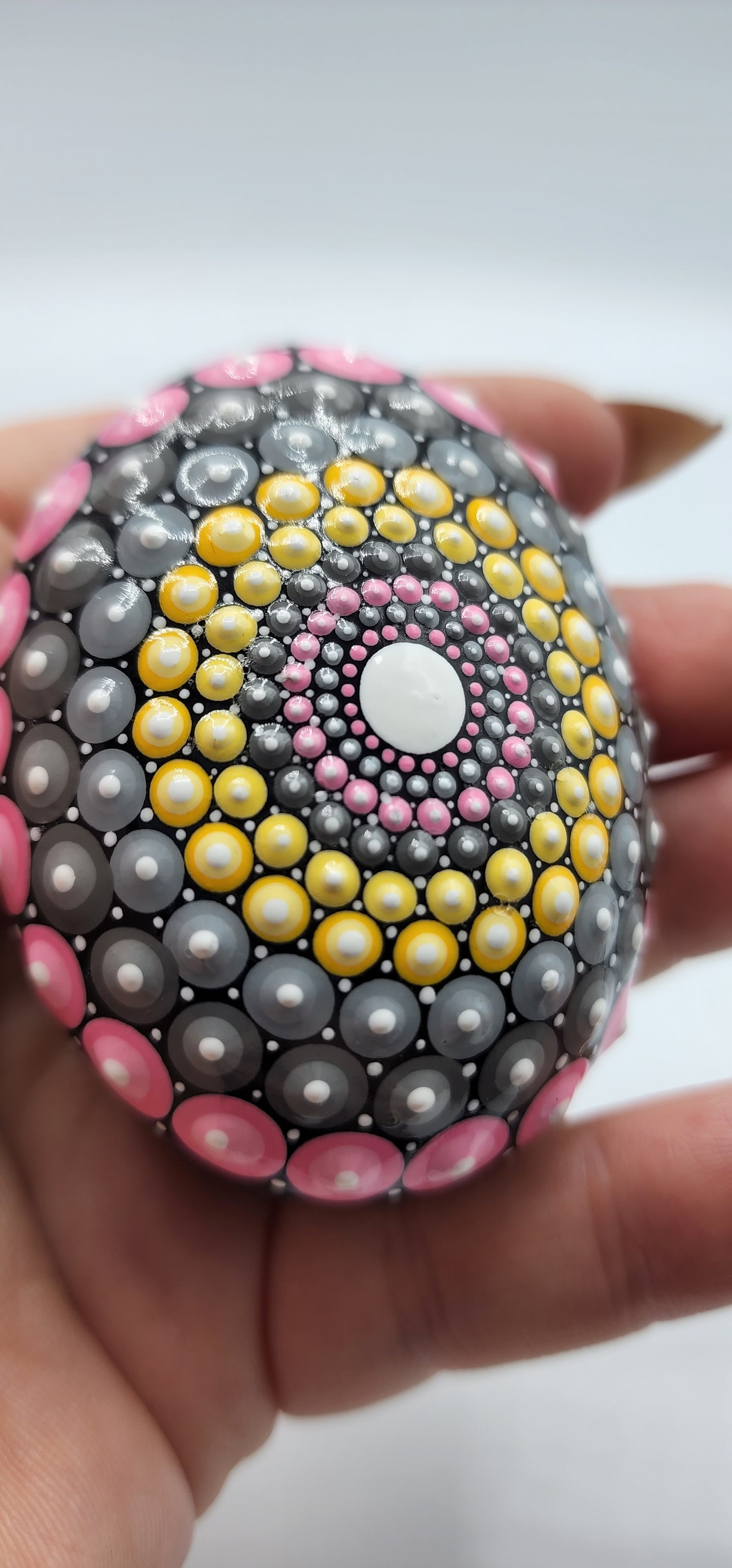 Celina Miller Art - Pink and Yellow Mandala Stone
