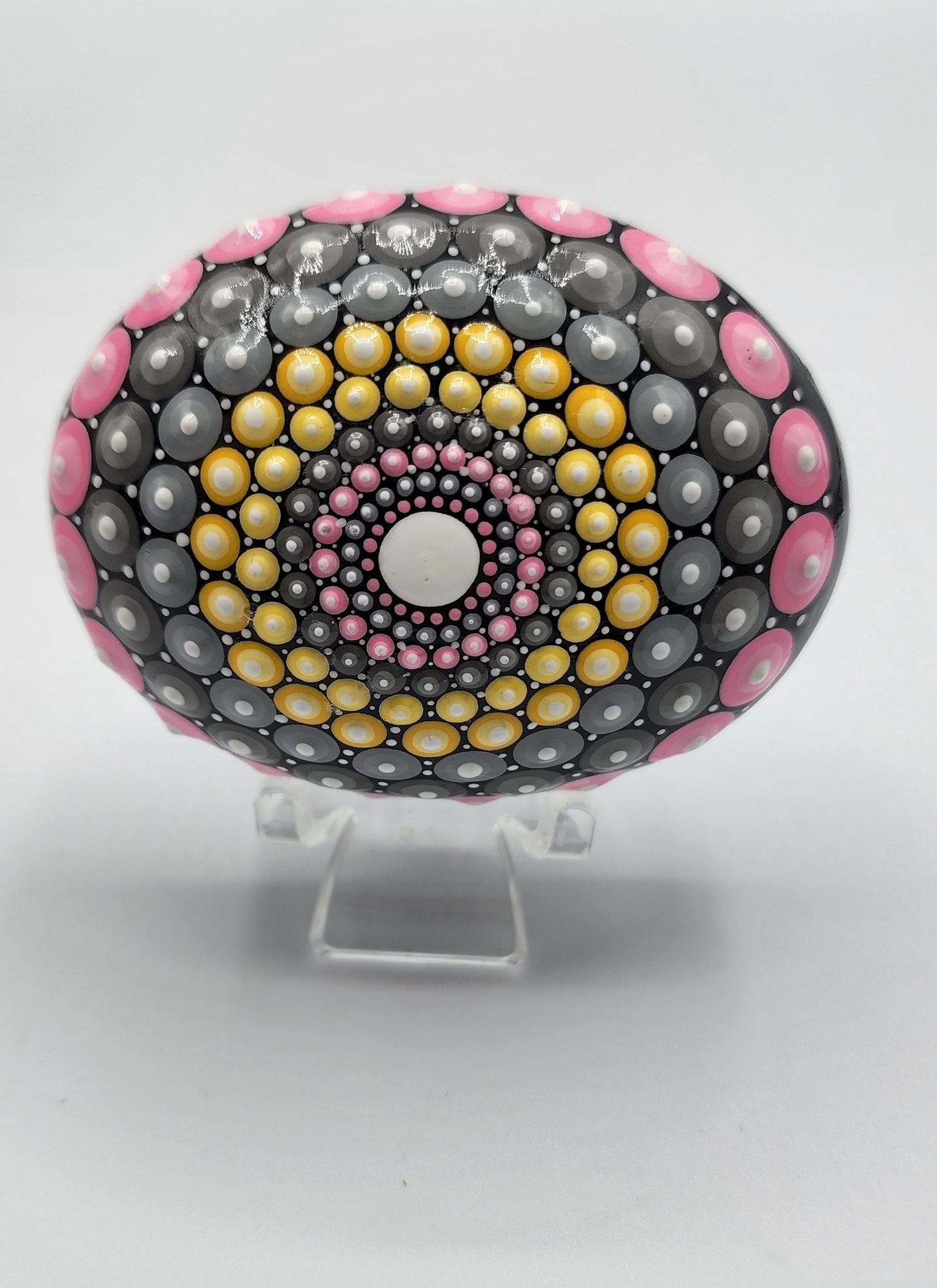 Celina Miller Art - Pink and Yellow Mandala Stone