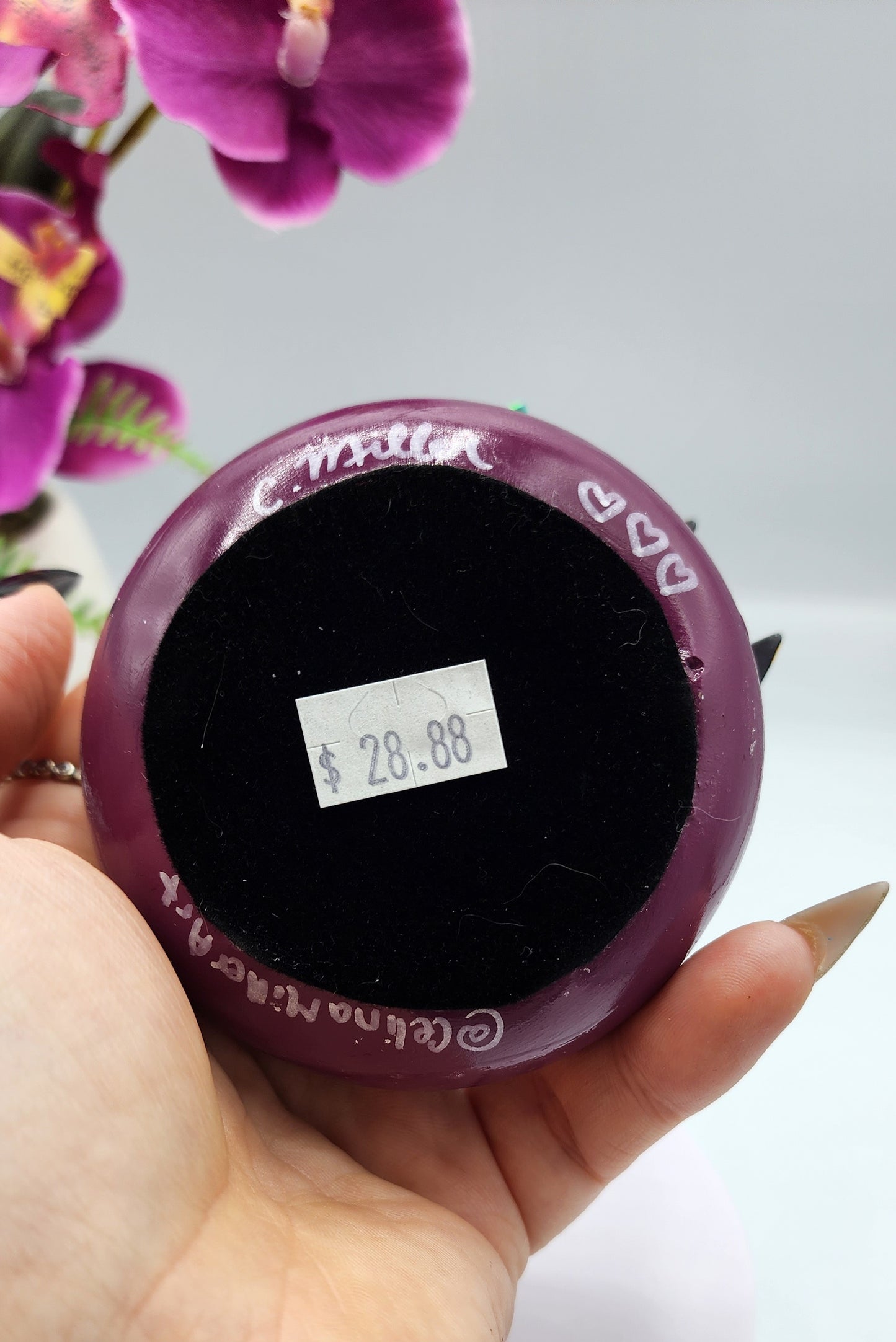 Celina Miller Art - Teal and Grey on Purple Mandala Stone