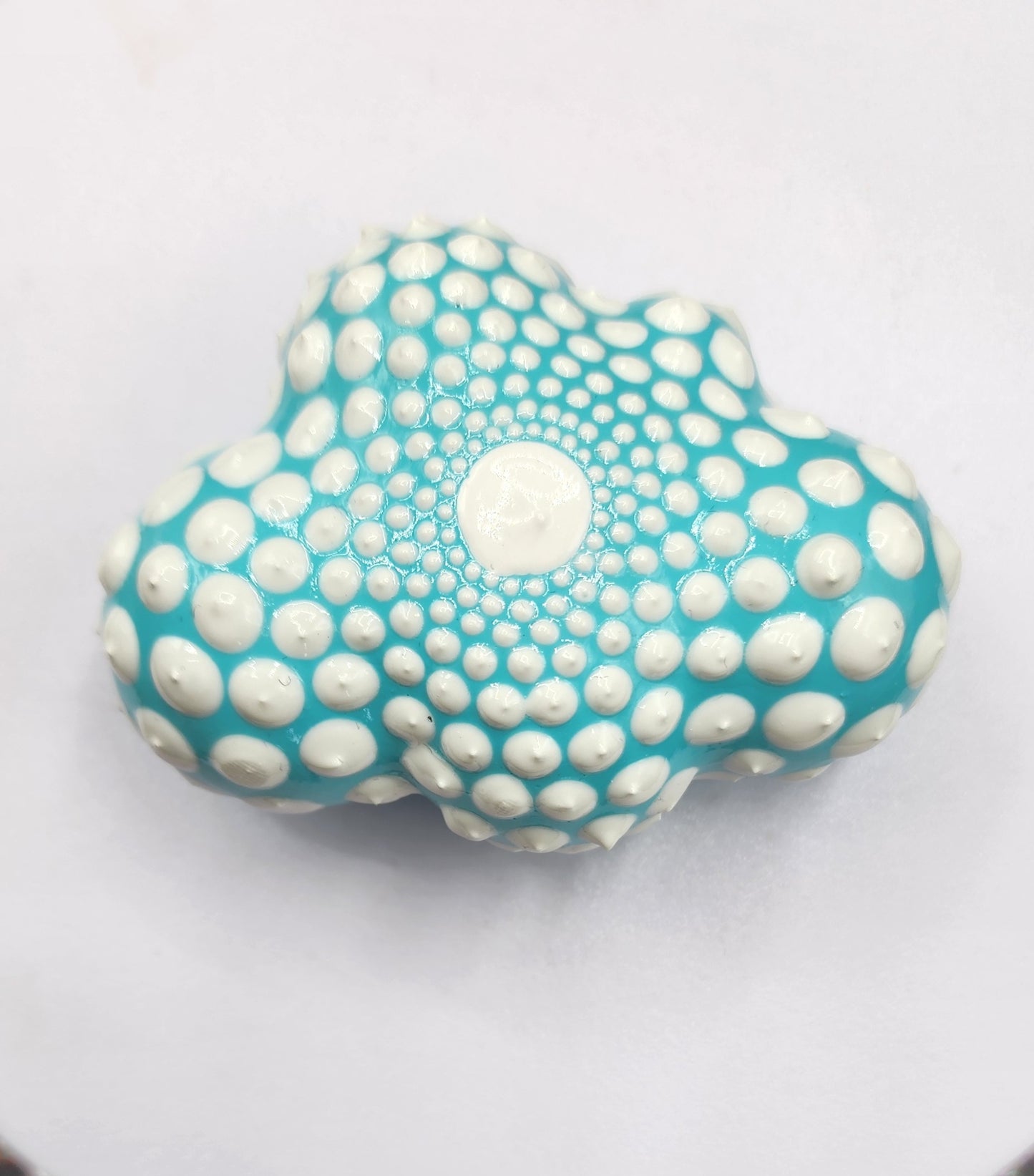 Celina Miller Art - Teal and White Mandala Cloud Palm stone