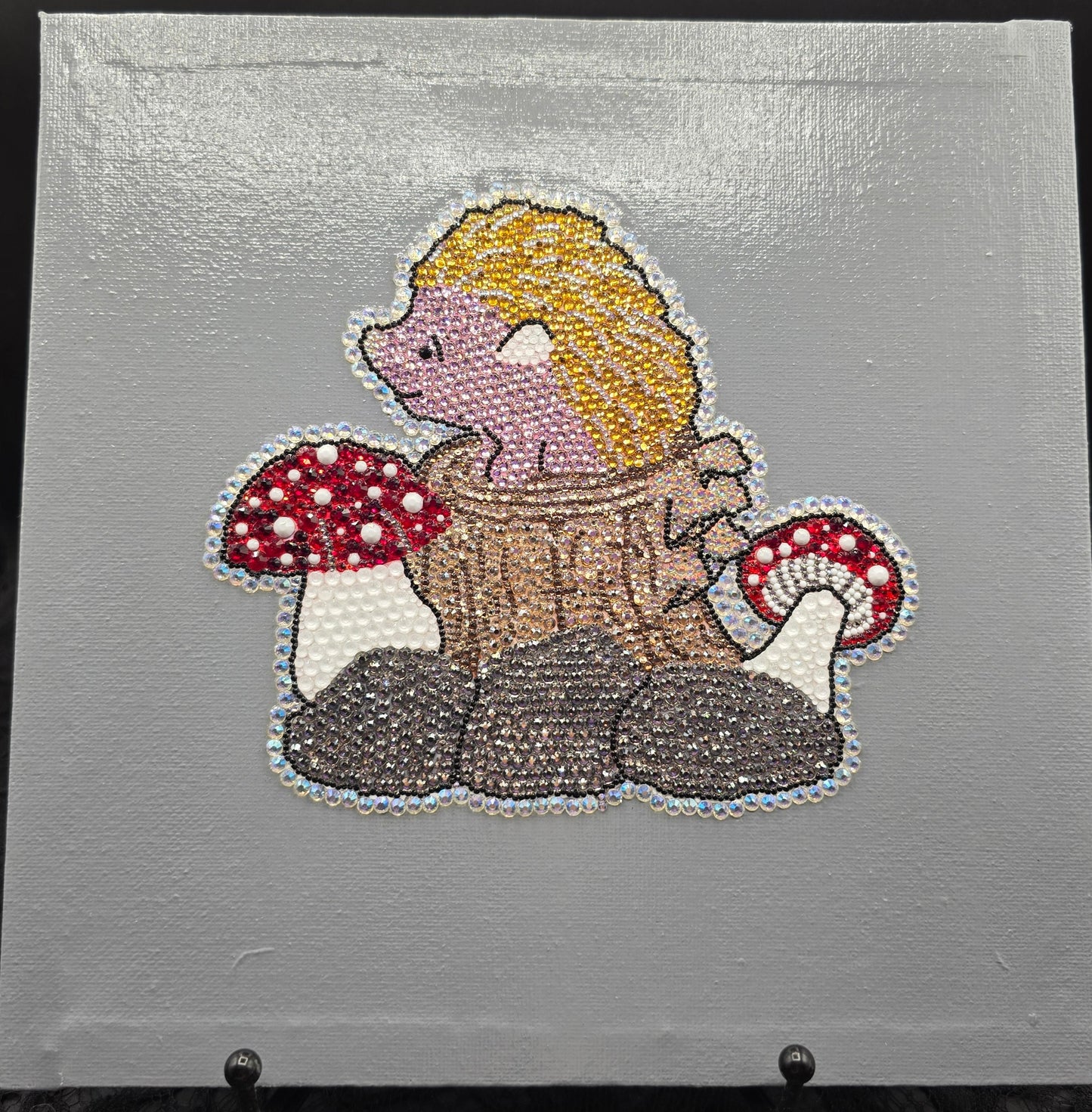 Celina Miller Art - Bling Hedgehog with Mushrooms